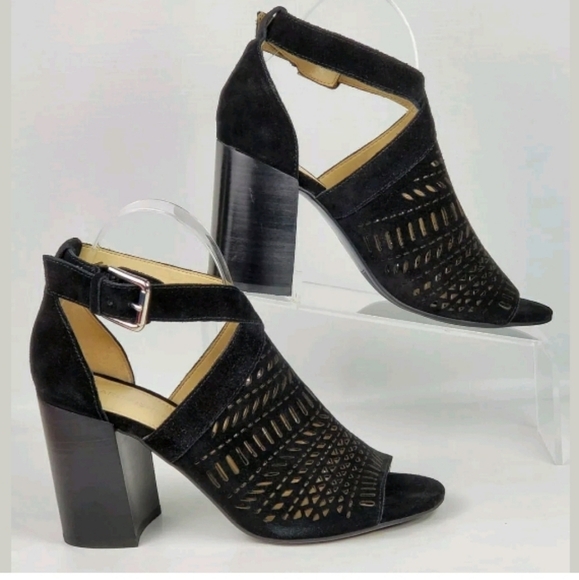 Marc Fisher Geela Leather Open Toe Casual Strappy Black Womens Size Multi New - Picture 1 of 10